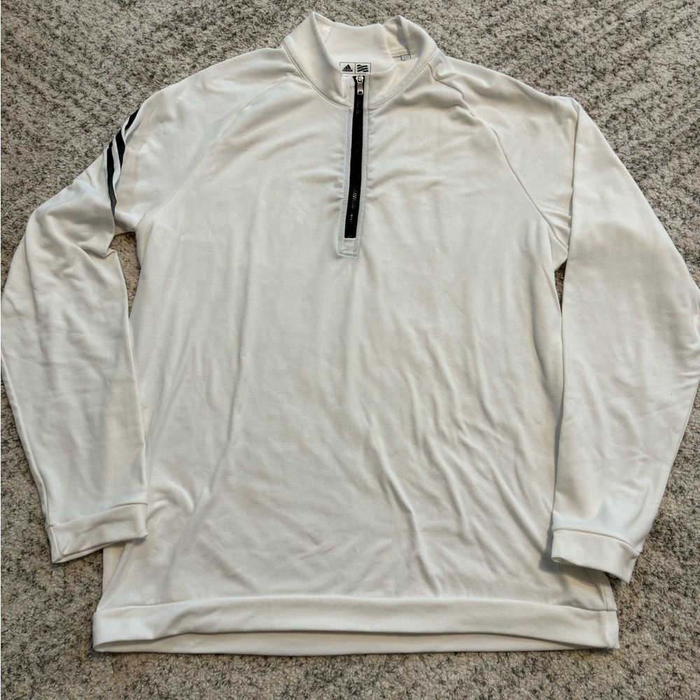ADIDAS Men’s Large Golf Lightweight Quarter Zip-up with Black Stripe on sleeve